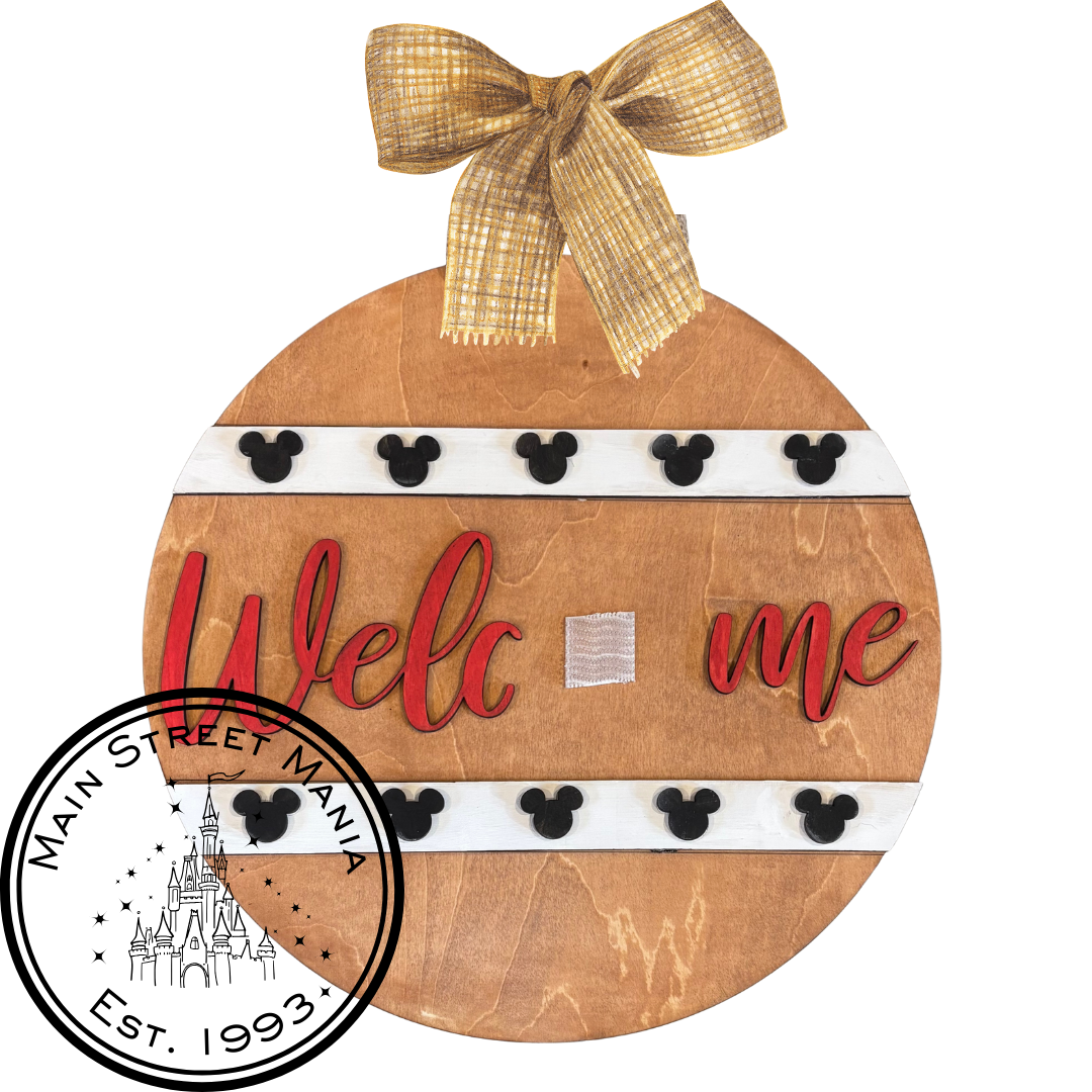 Welcome Mickey Ears Interchangeable Sign Base Round