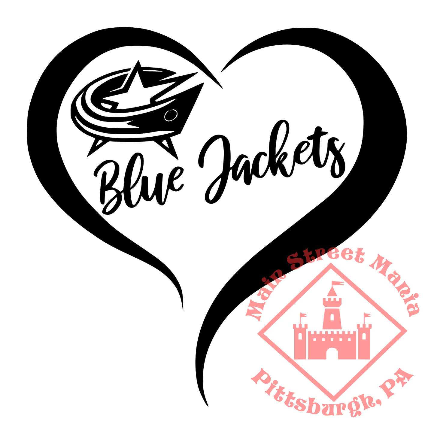 Blue Jackets Heart Sticker Decal