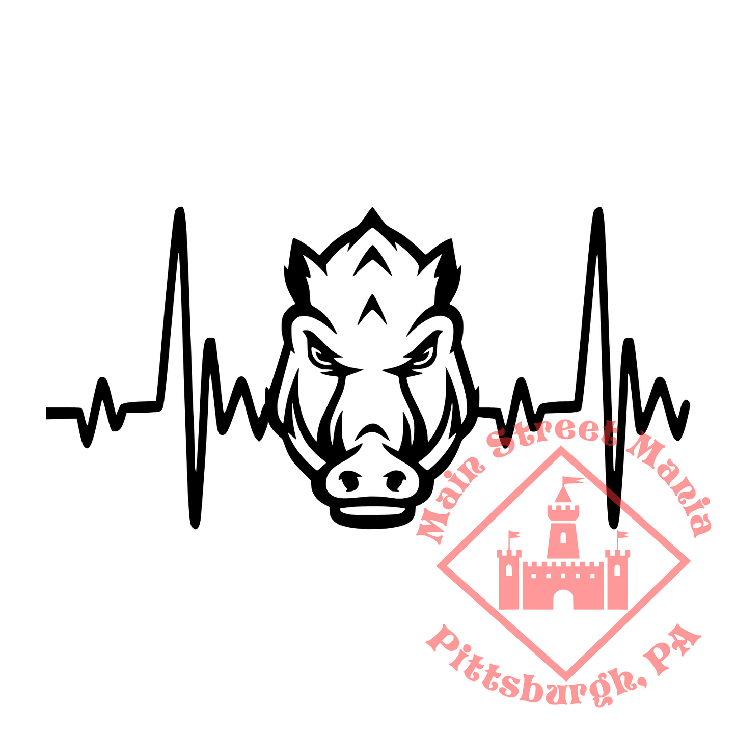 Razorbacks Heartbeat Sticker Decal
