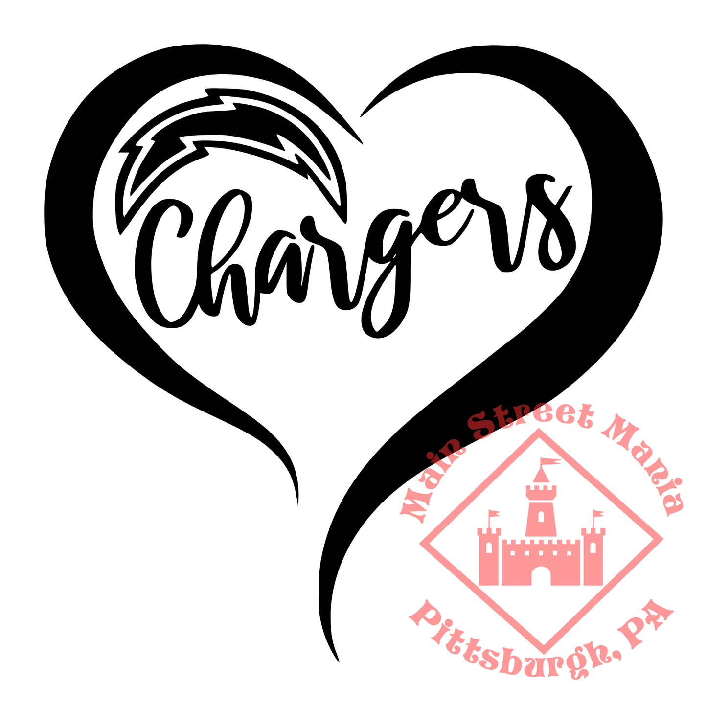 Chargers Heart Sticker Decal