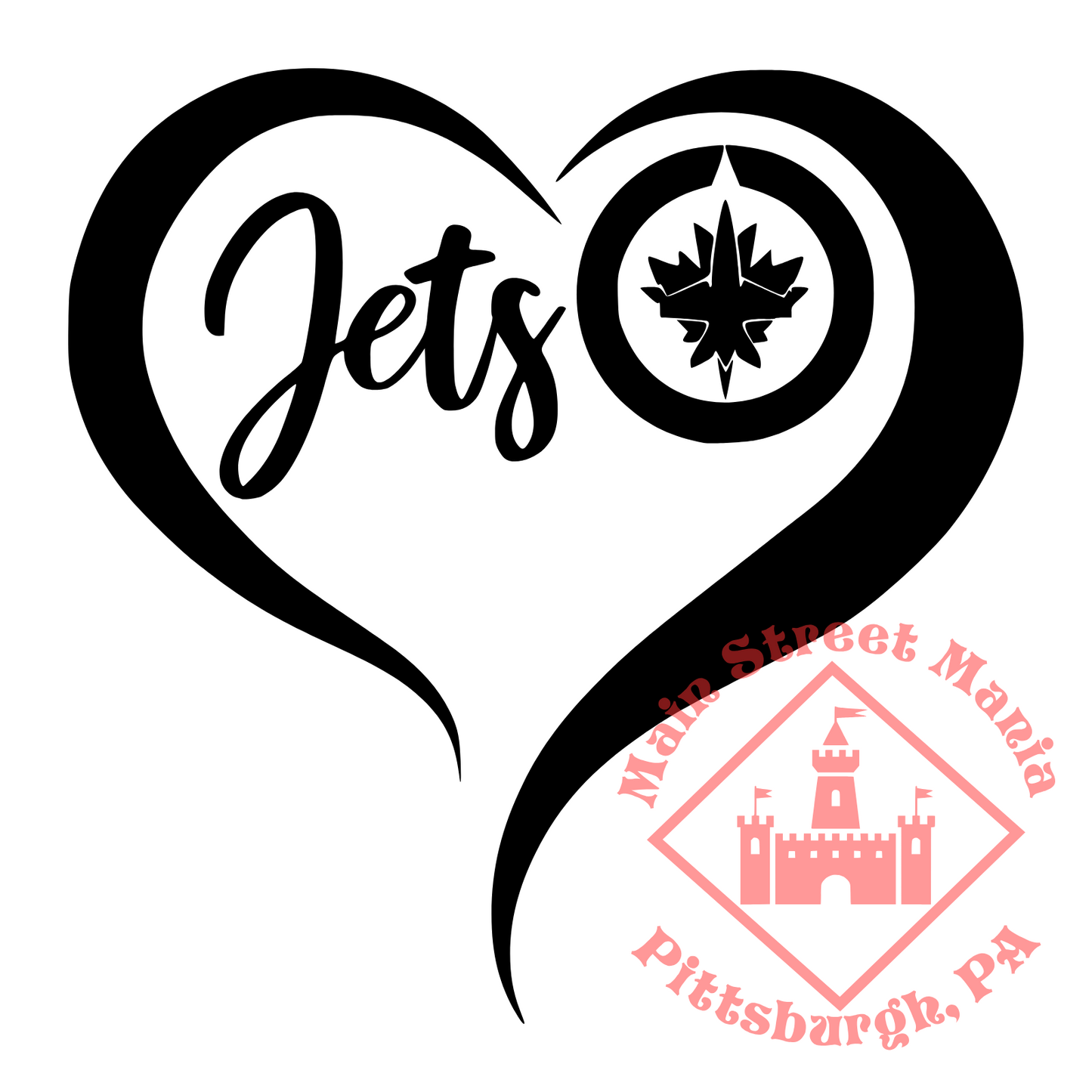Jets Hockey Heart Sticker Decal