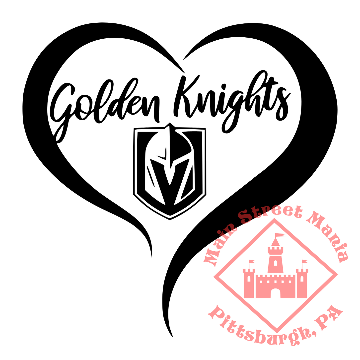 Golden Knights Heart Sticker Decal