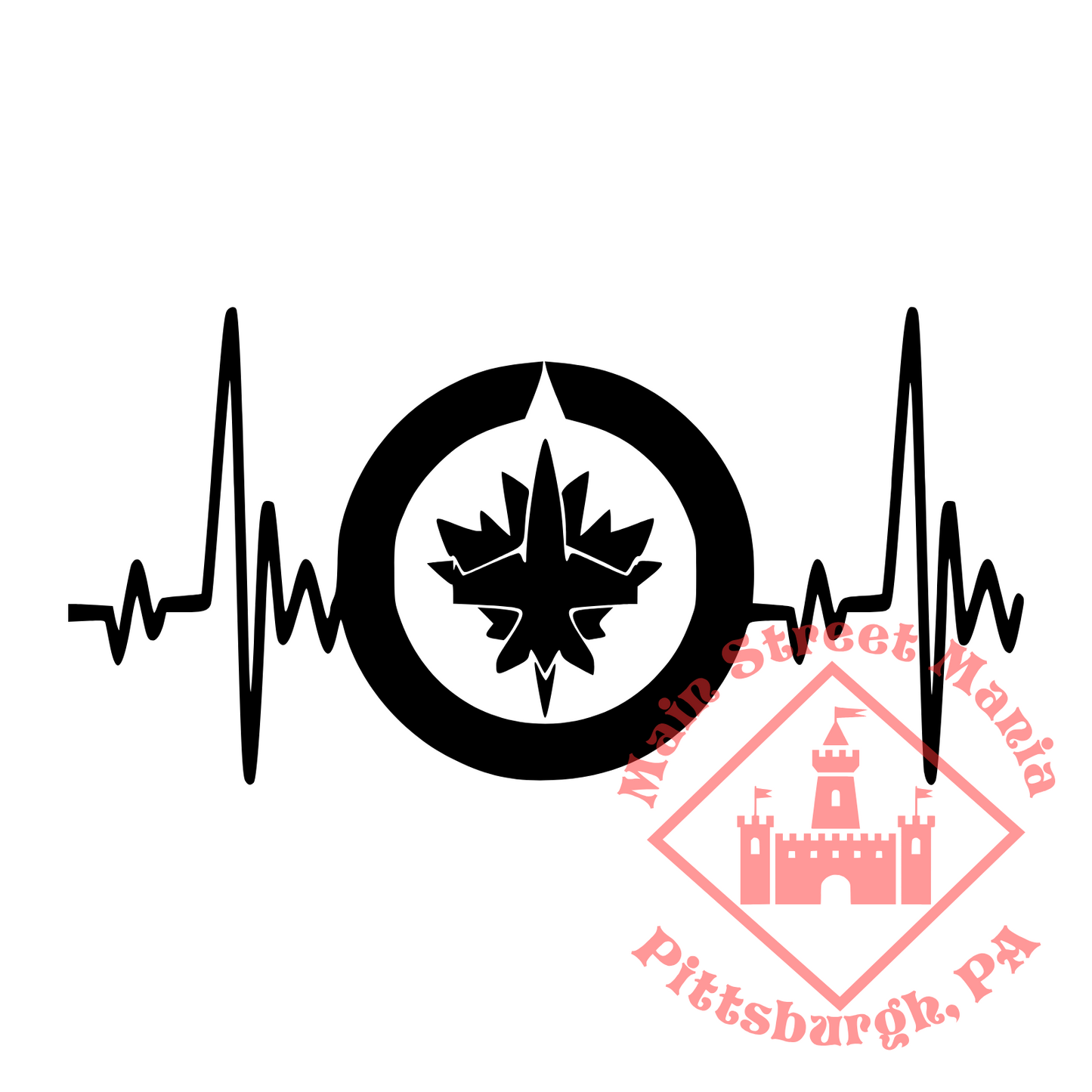 Jets Hockey Heartbeat Sticker Decal
