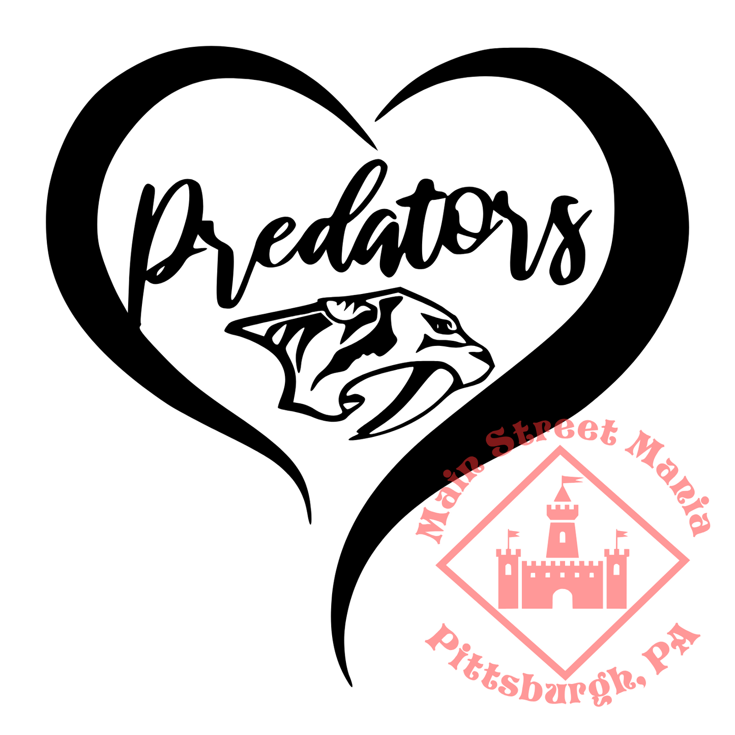 Predators Heart Sticker Decal
