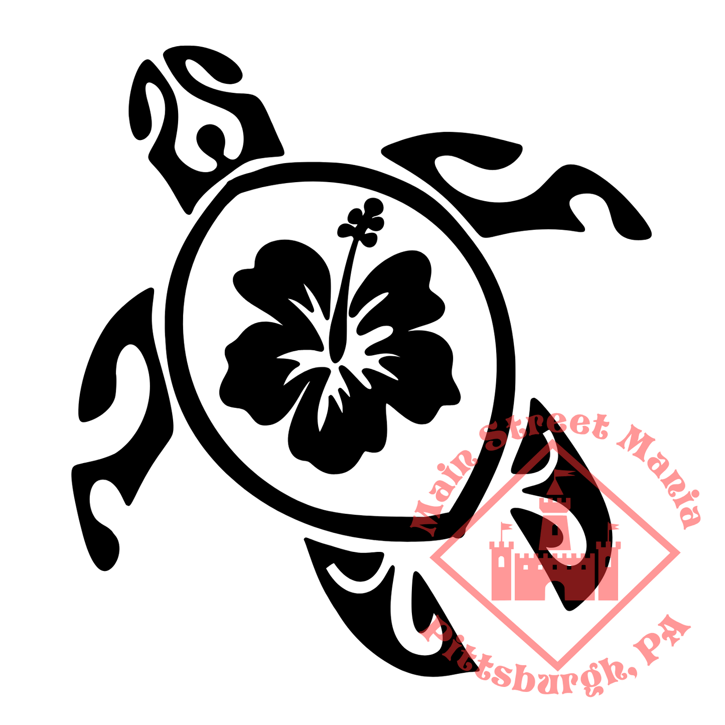 Hibiscus Sea Turtle Sticker Decal