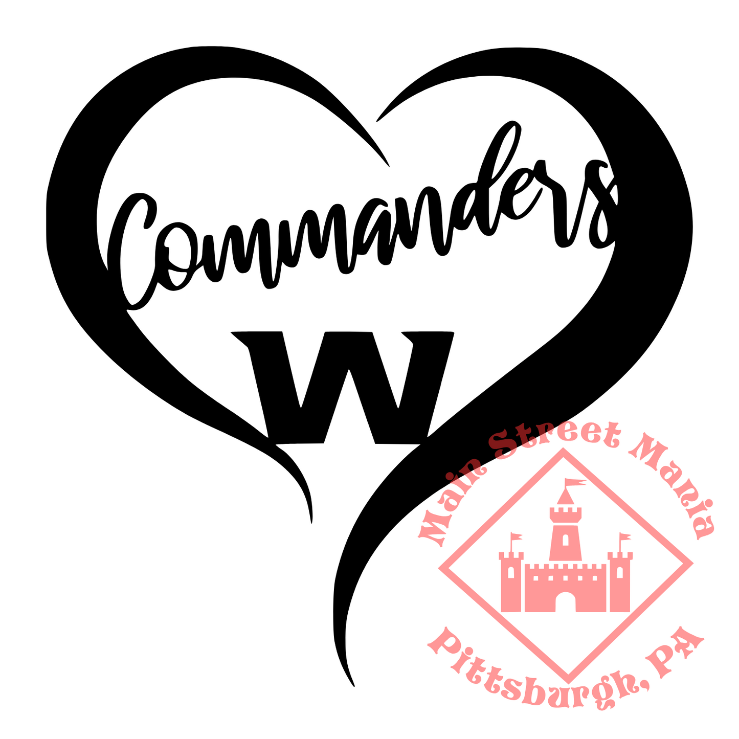 Commanders Heart Sticker Decal