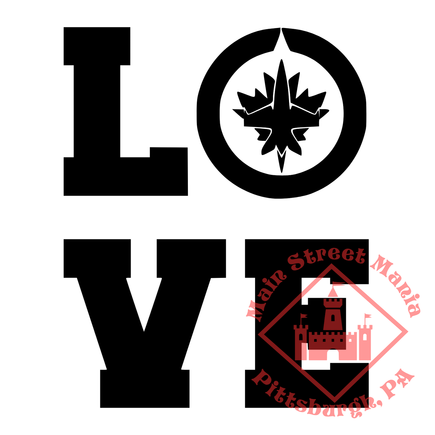 Jets Hockey Love Sticker Decal