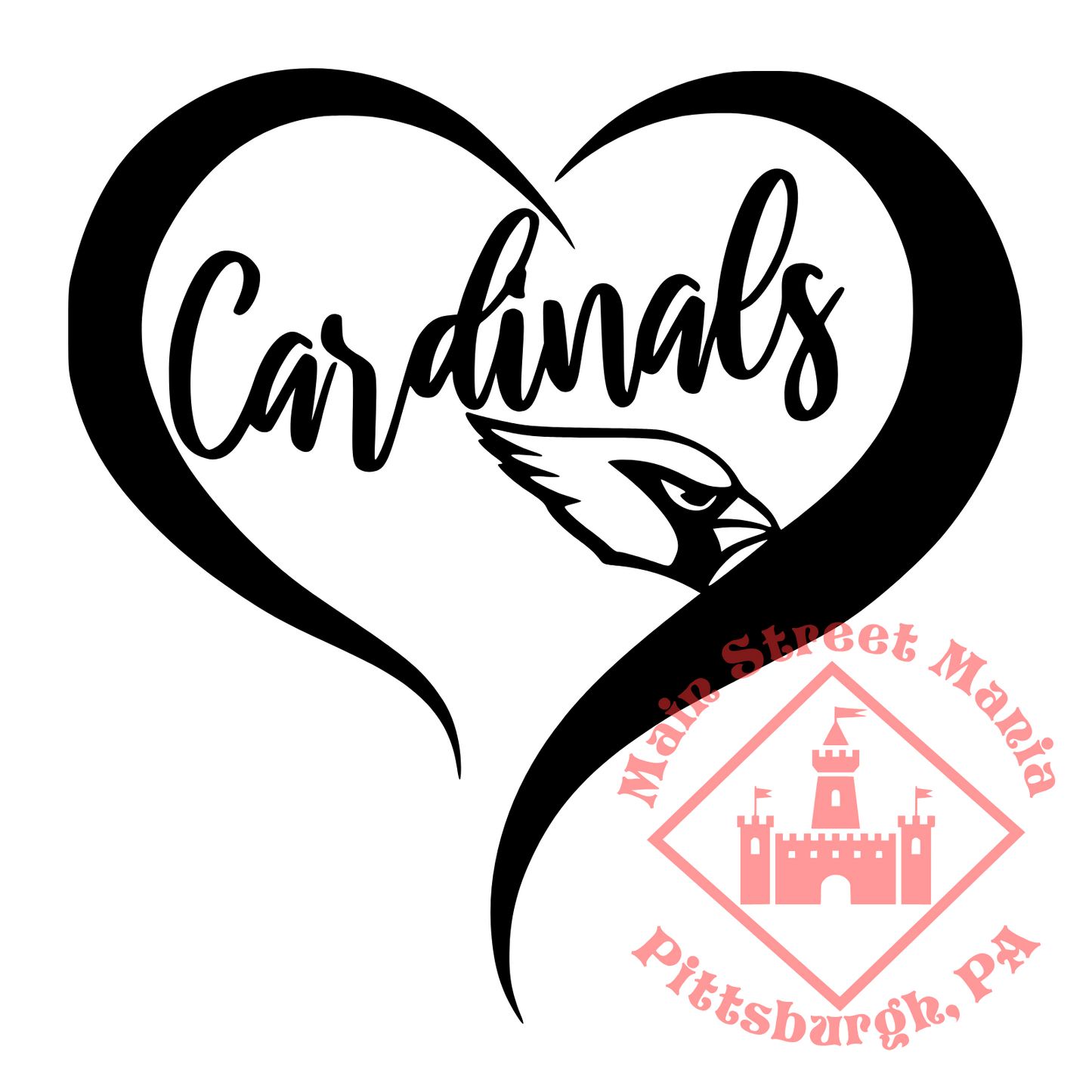 Cardinals Heart Sticker Decal