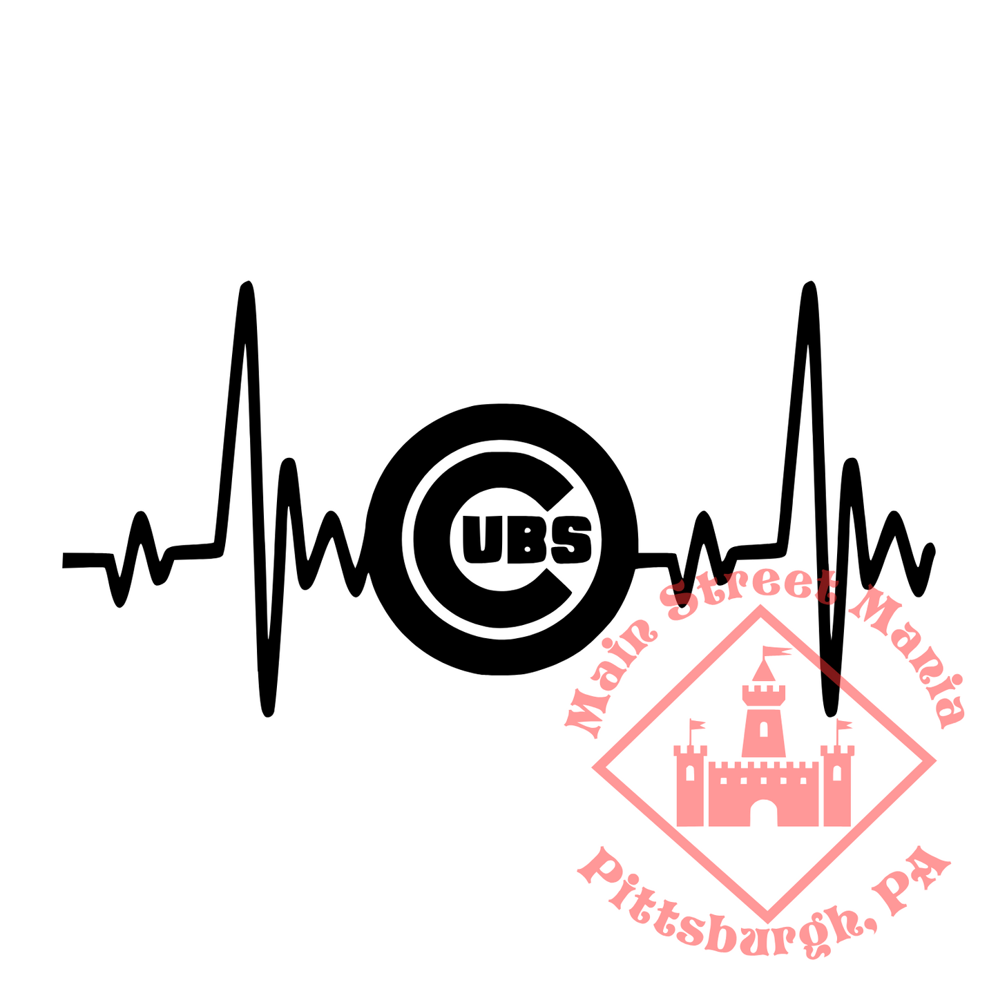 Cubs Heartbeat Sticker Decal