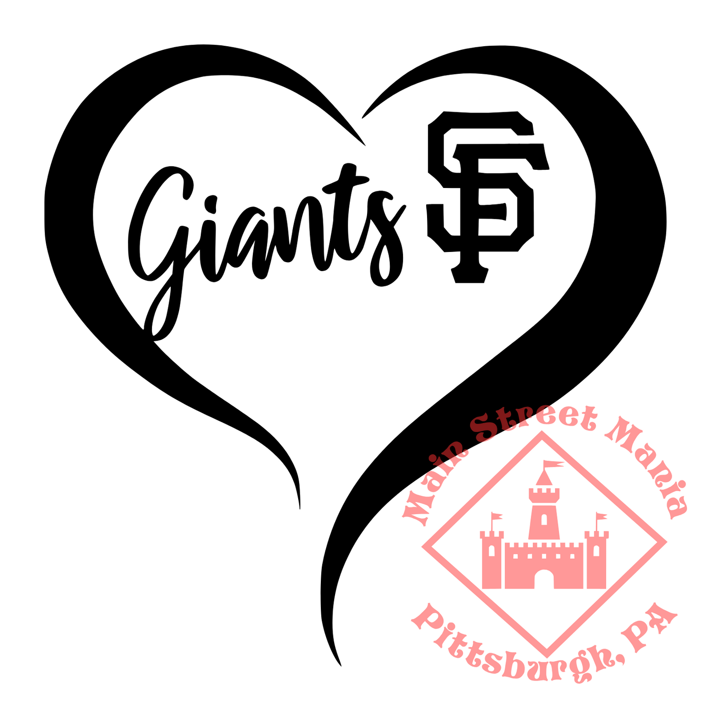 SF Giants Heart Sticker Decal