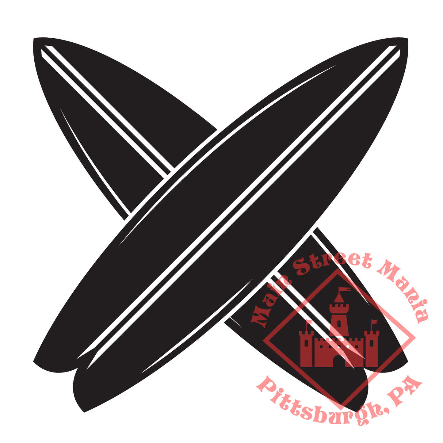 Crossed Surf Boards Sticker Decal