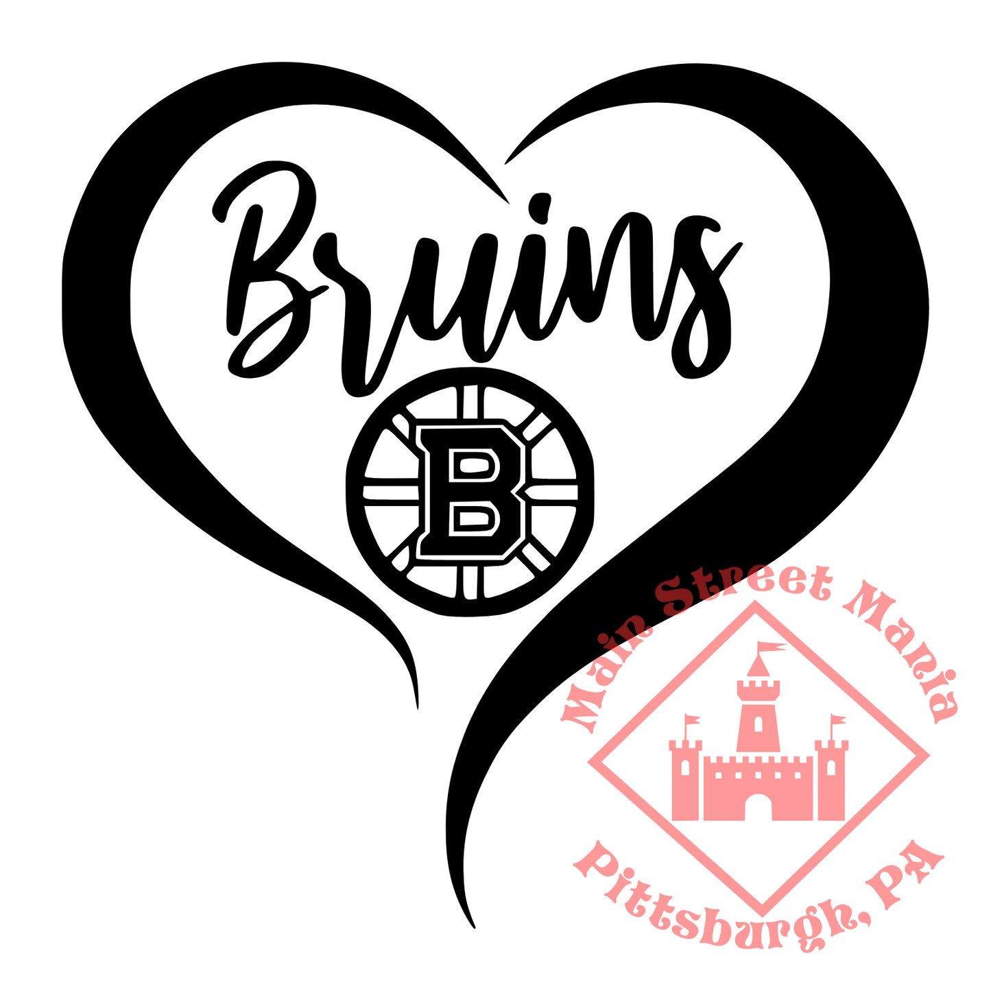Boston Bruins Heart Sticker Decal