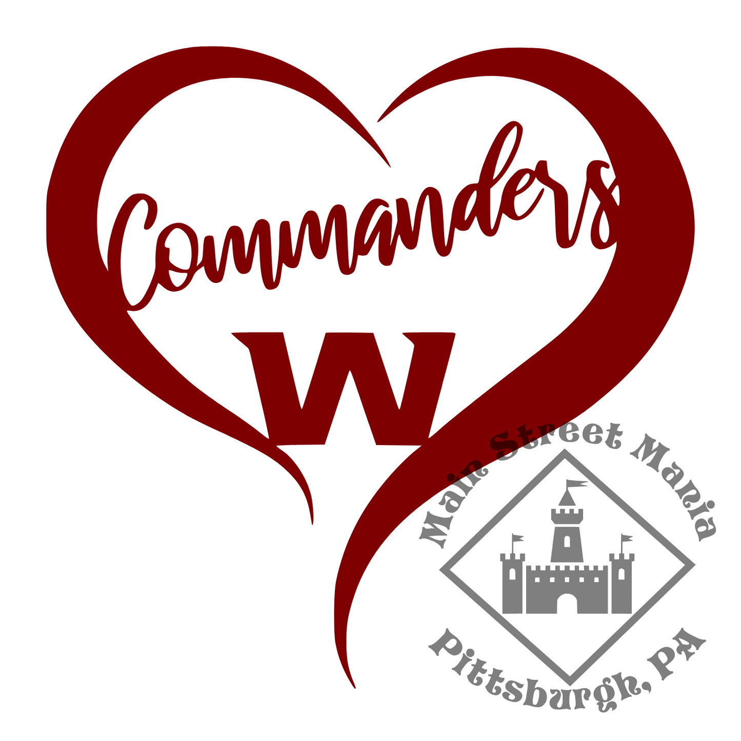 Commanders Heart Sticker Decal