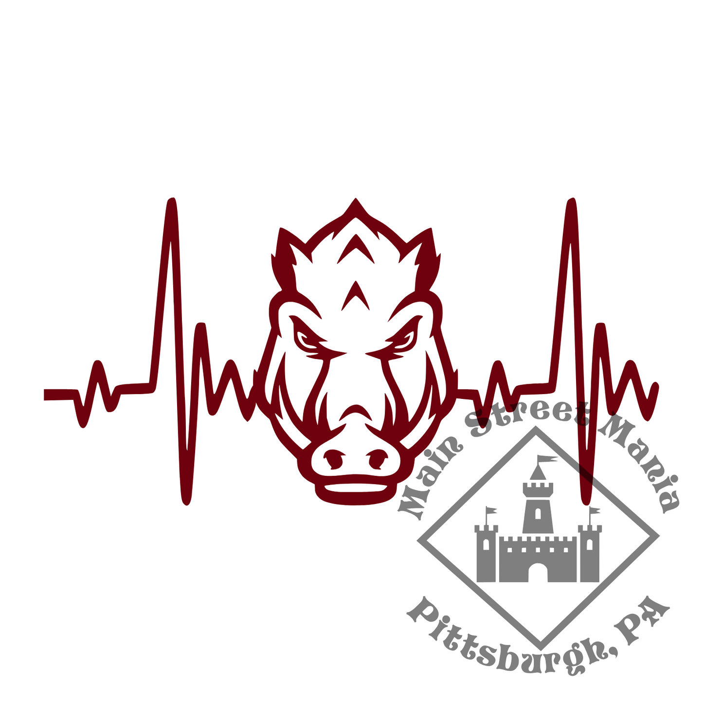 Razorbacks Heartbeat Sticker Decal