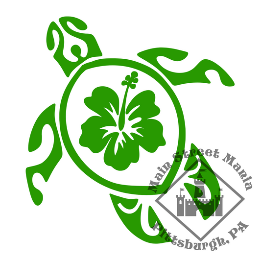 Hibiscus Sea Turtle Sticker Decal