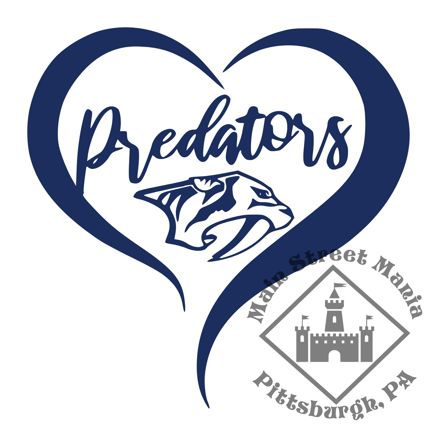 Predators Heart Sticker Decal