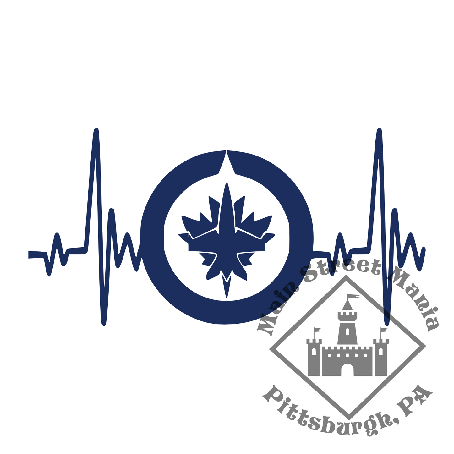 Jets Hockey Heartbeat Sticker Decal