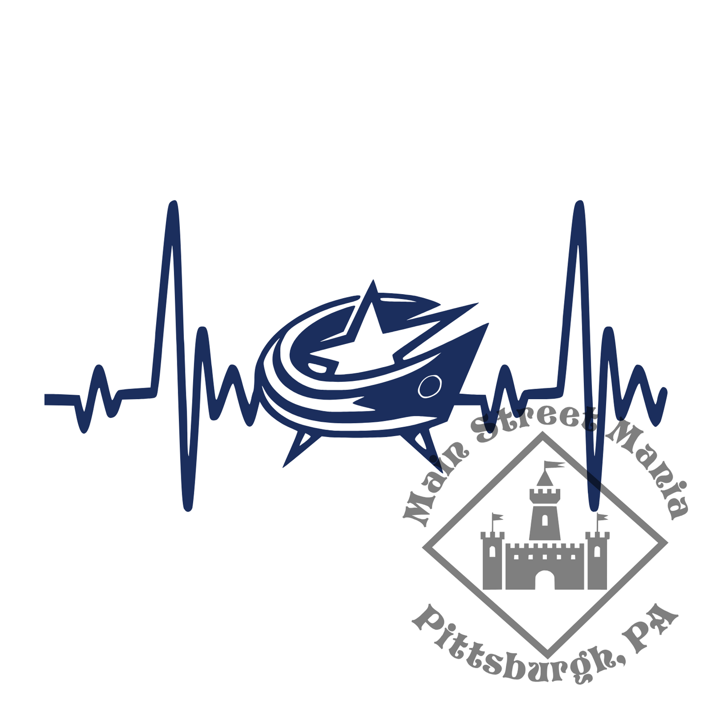 Blue Jackets Heartbeat Sticker Decal