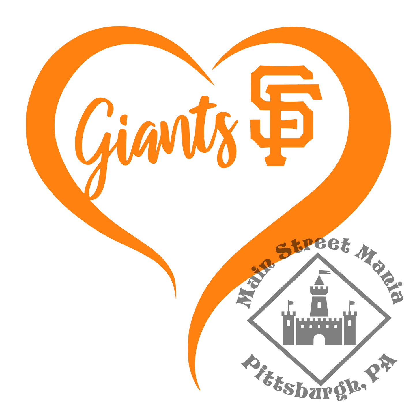SF Giants Heart Sticker Decal