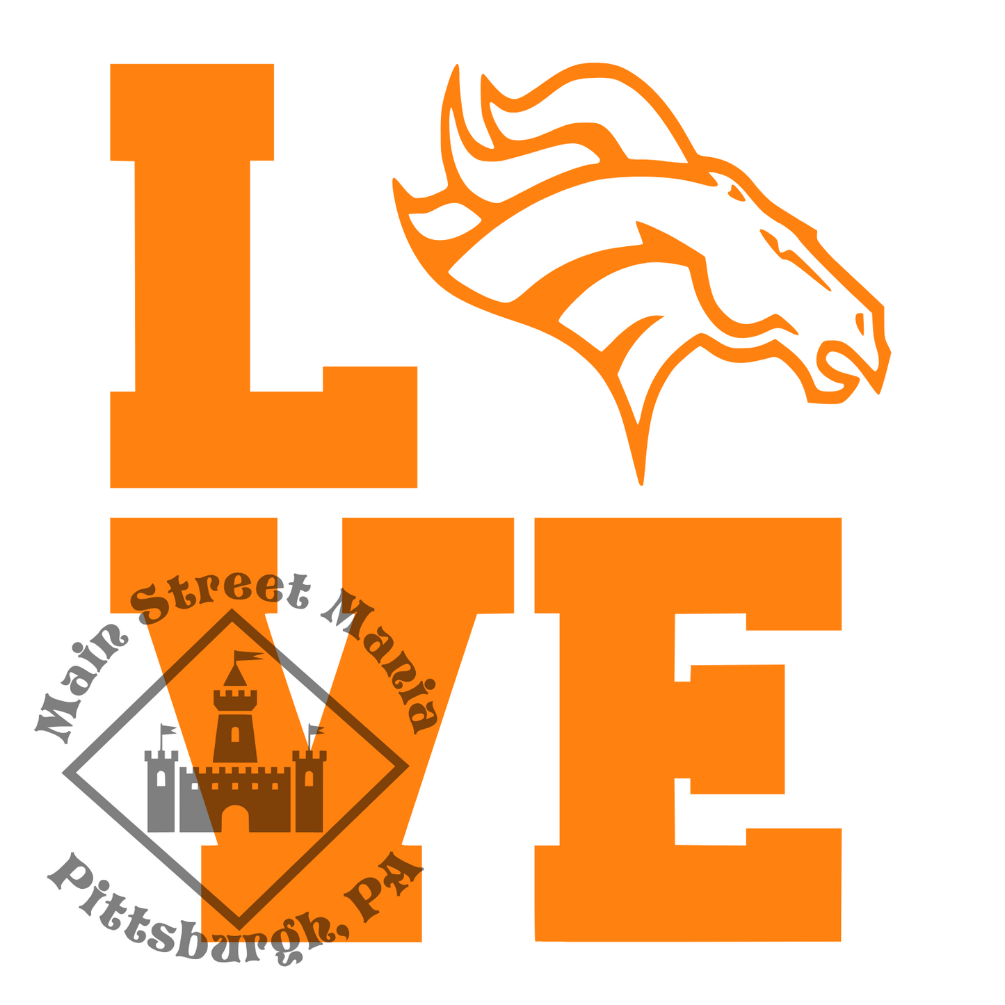 Broncos Love Sticker Decal