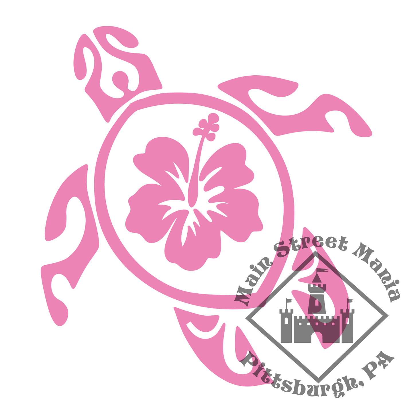 Hibiscus Sea Turtle Sticker Decal