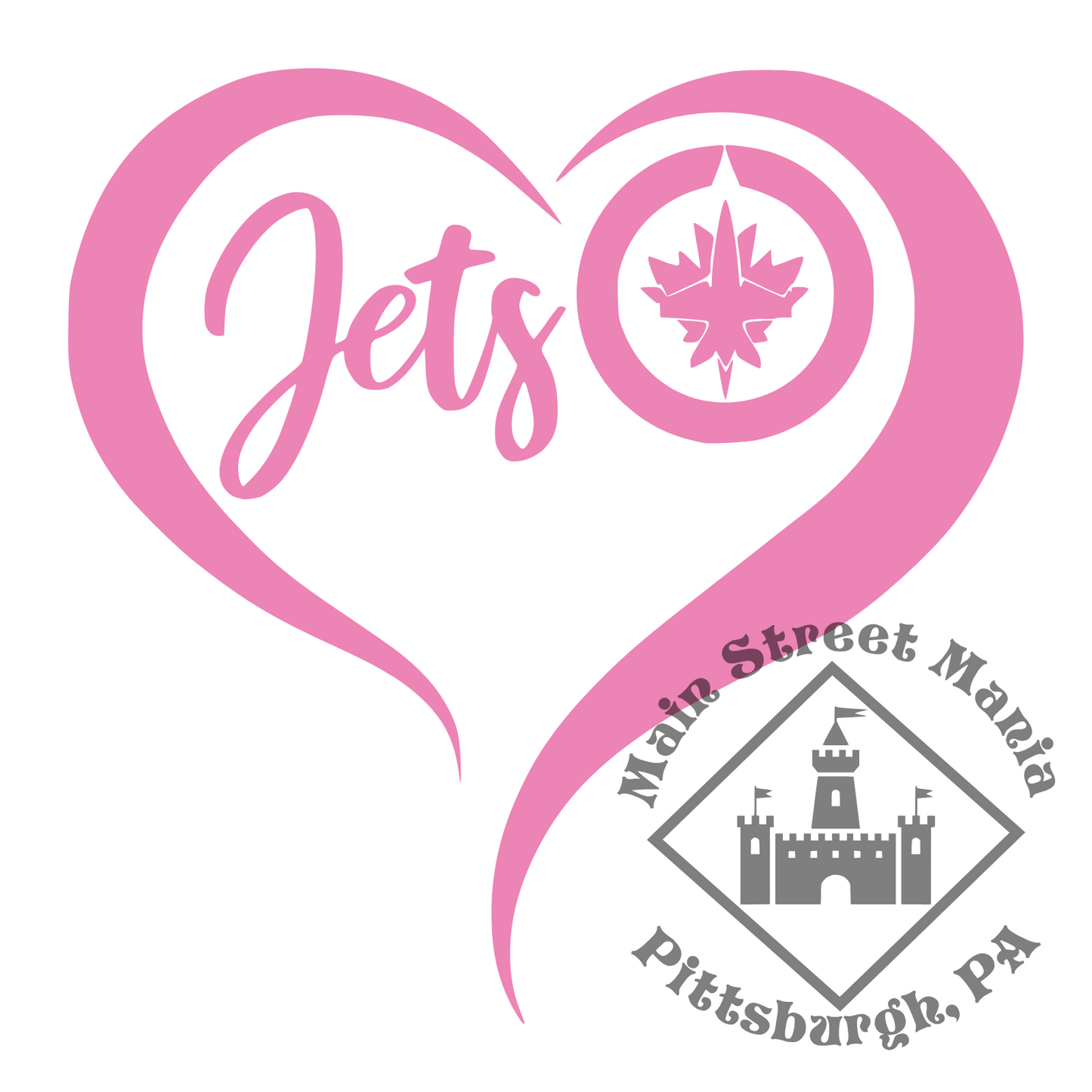 Jets Hockey Heart Sticker Decal