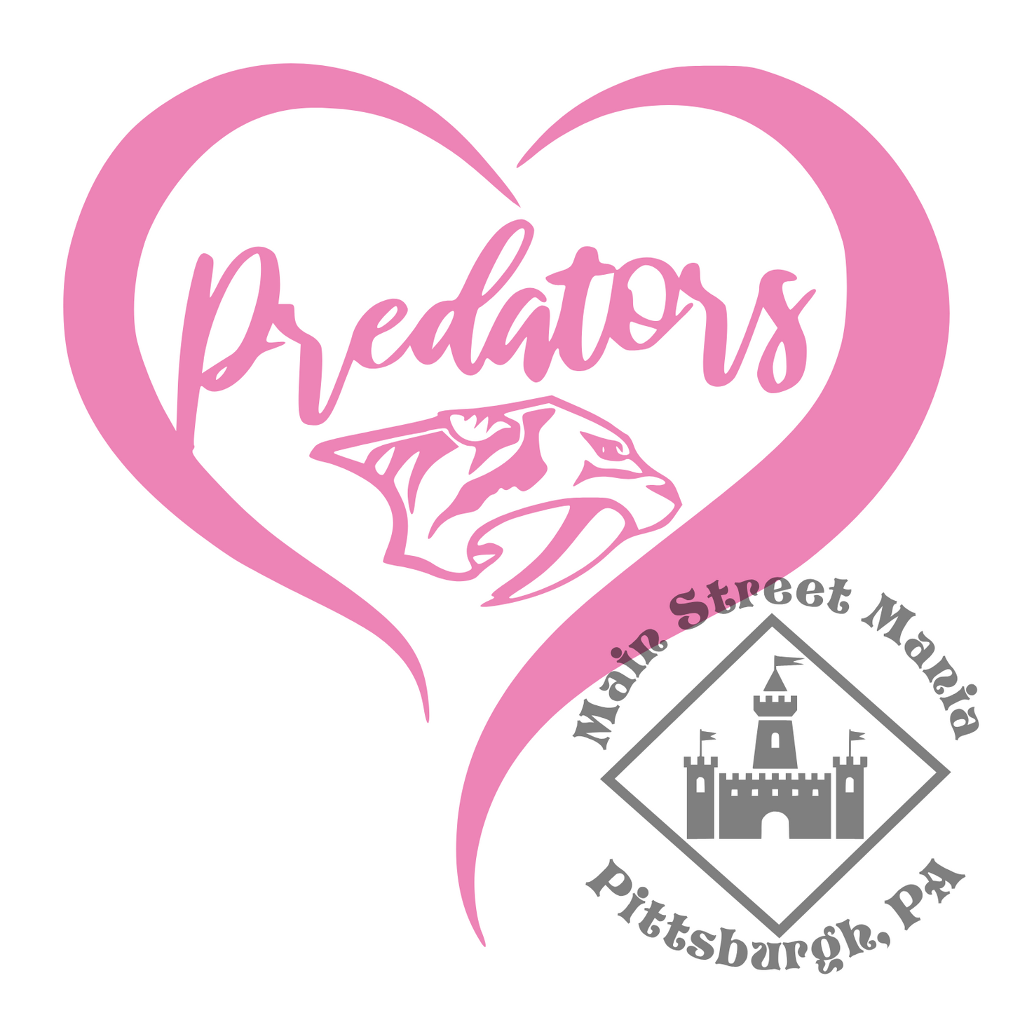 Predators Heart Sticker Decal