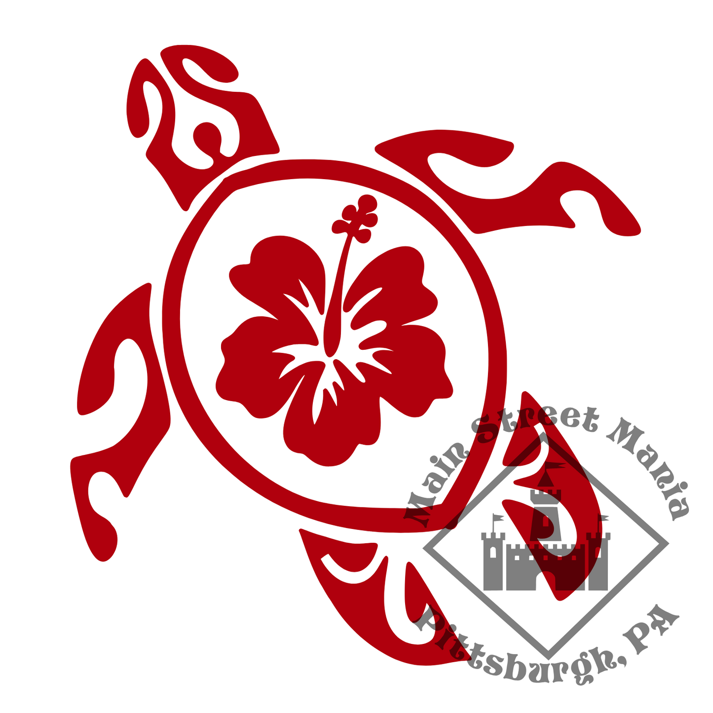 Hibiscus Sea Turtle Sticker Decal