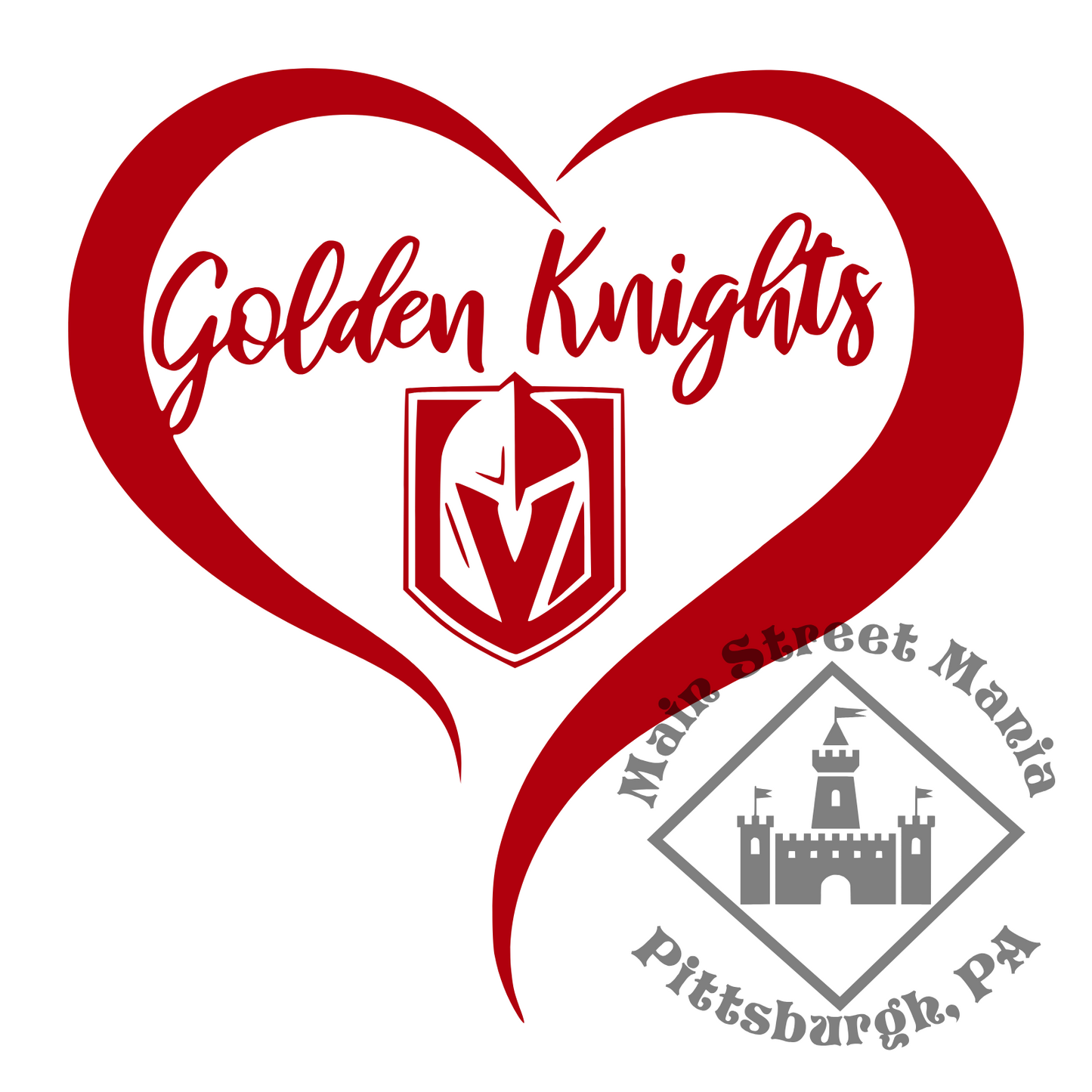 Golden Knights Heart Sticker Decal