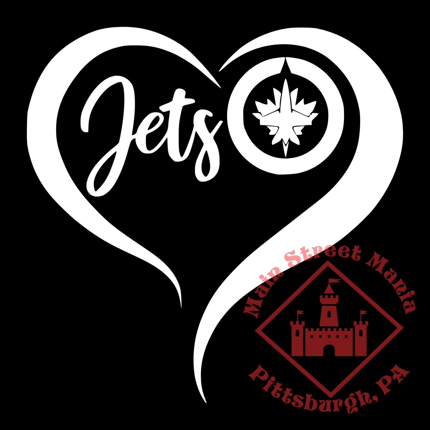 Jets Hockey Heart Sticker Decal