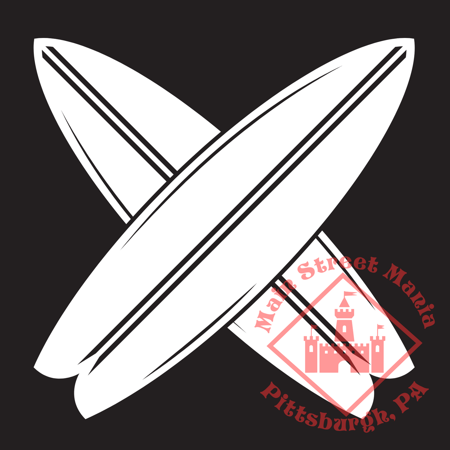 Crossed Surf Boards Sticker Decal