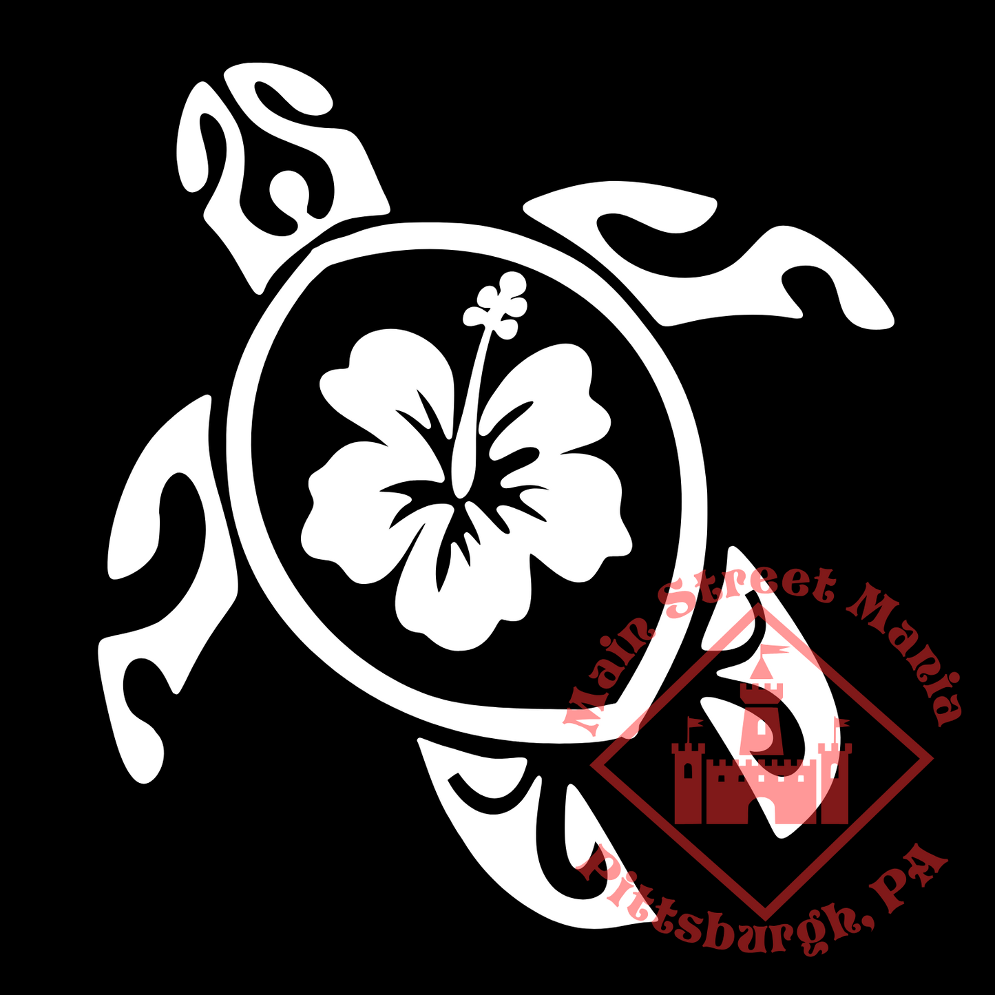Hibiscus Sea Turtle Sticker Decal