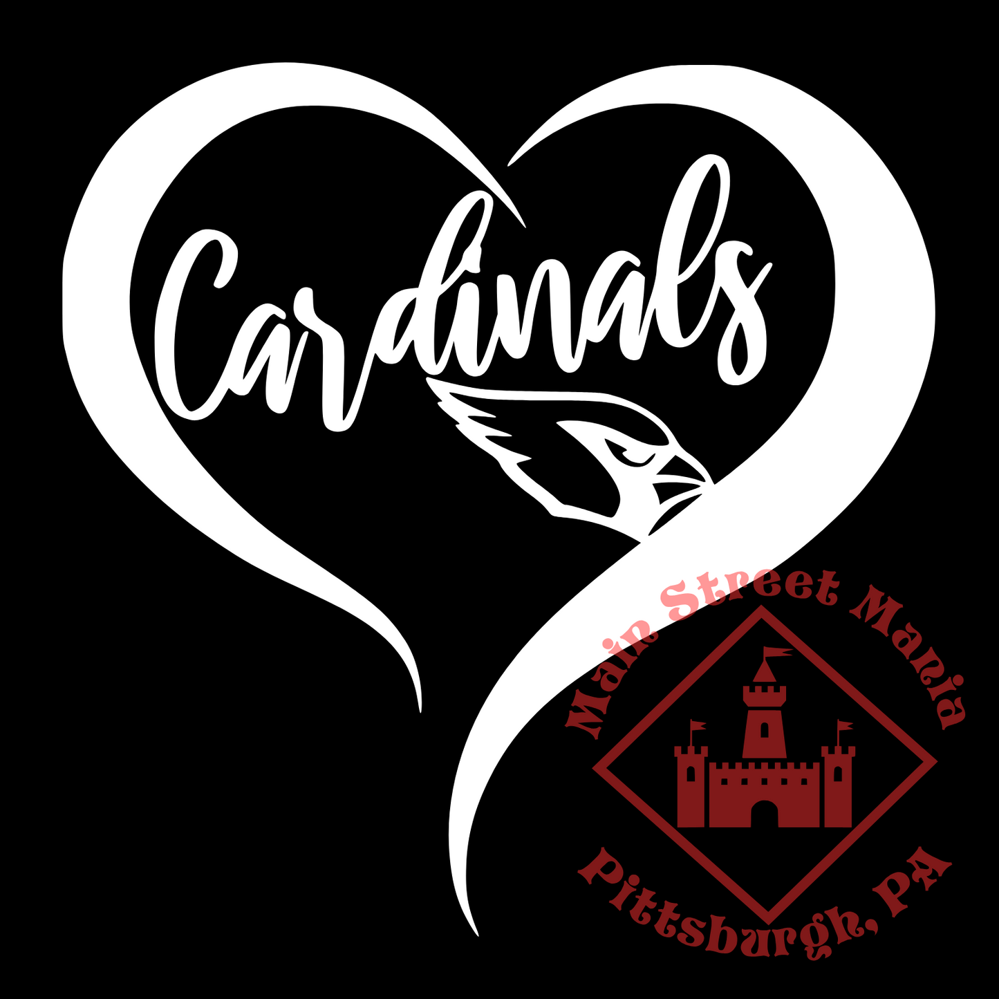 Cardinals Heart Sticker Decal