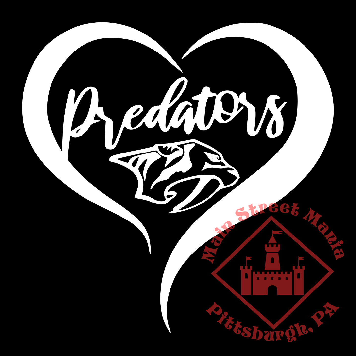 Predators Heart Sticker Decal