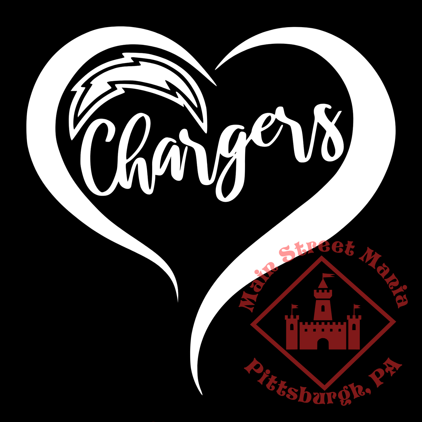 Chargers Heart Sticker Decal