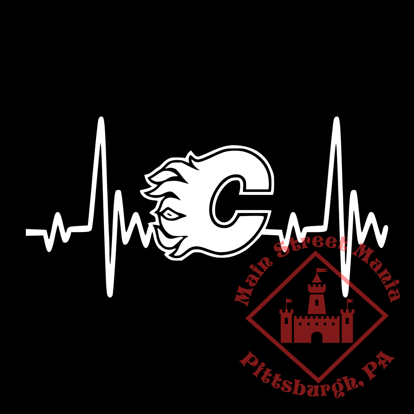 Flames Heartbeat Sticker Decal