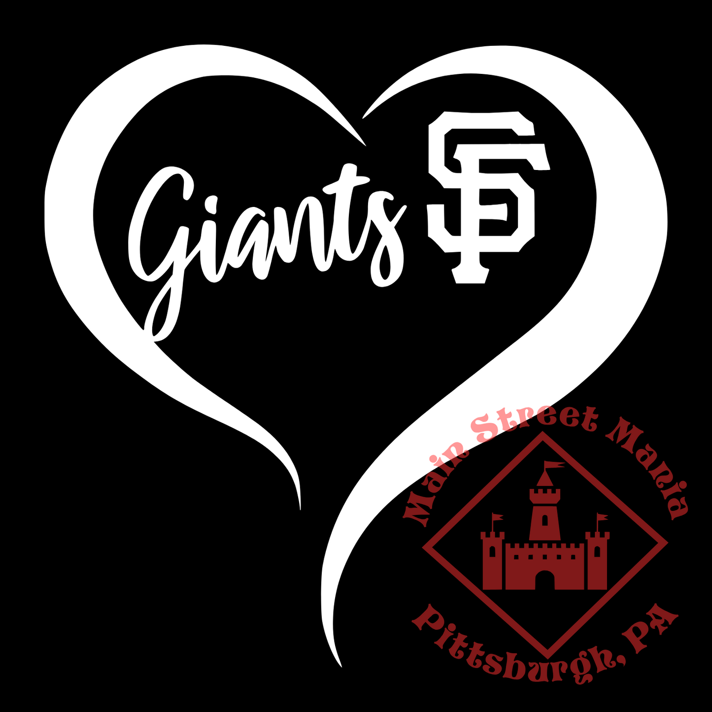 SF Giants Heart Sticker Decal