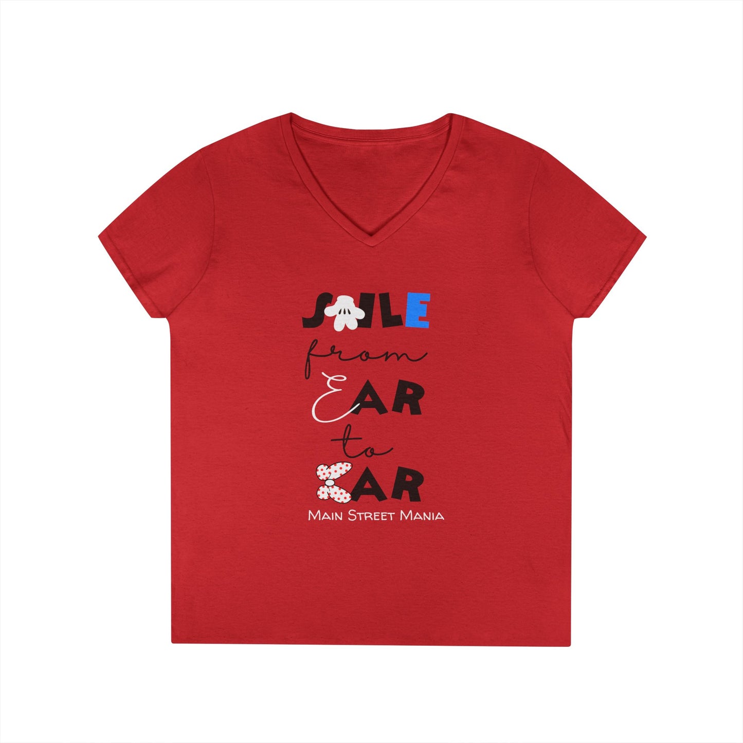 Smile From Ear to Ear V-Neck T-Shirt - Mickey and Minnie Disneyland Inspired