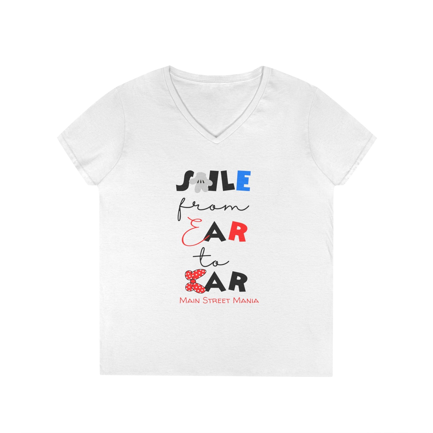 Smile From Ear to Ear V-Neck T-Shirt - Mickey and Minnie Disneyland Inspired