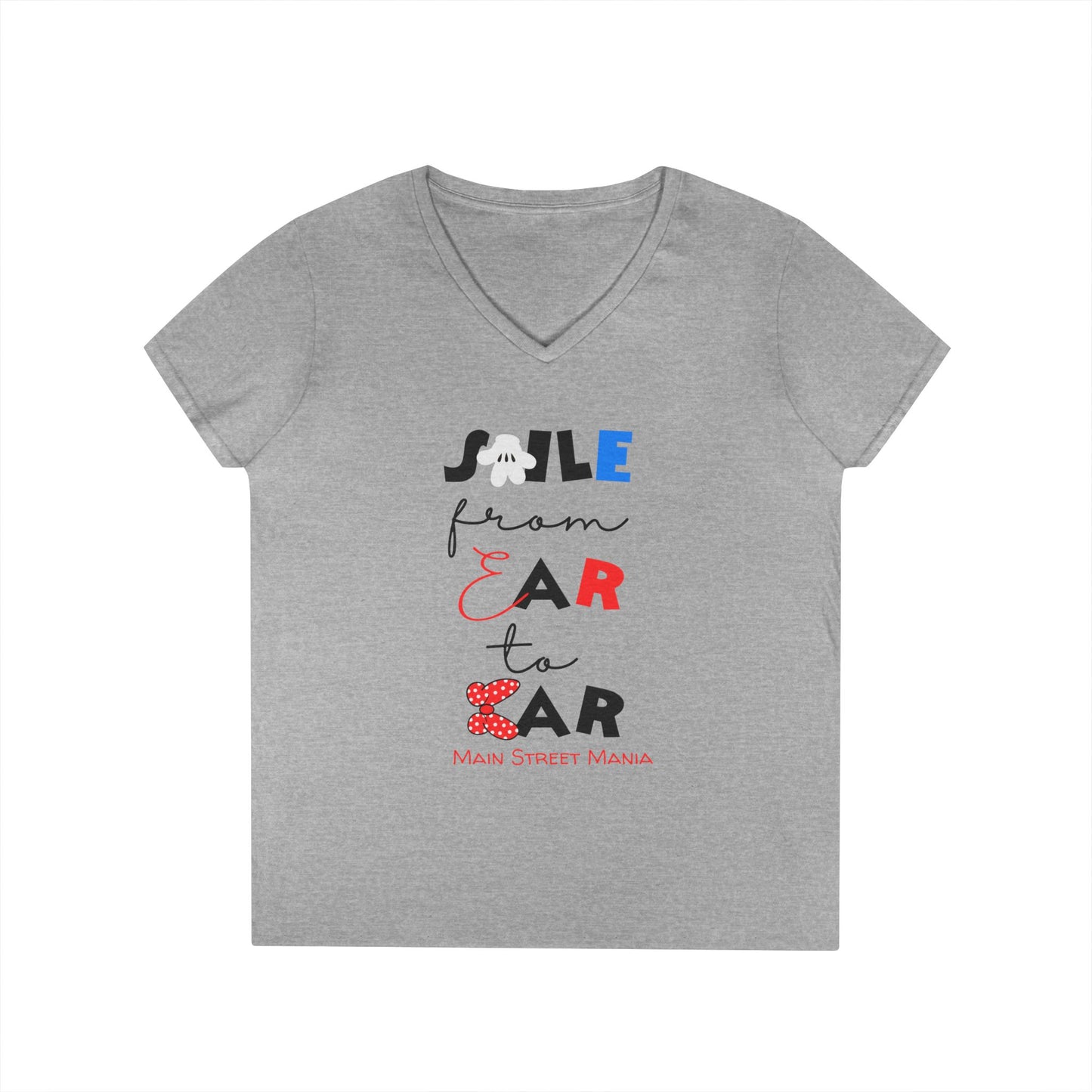 Smile From Ear to Ear V-Neck T-Shirt - Mickey and Minnie Disneyland Inspired