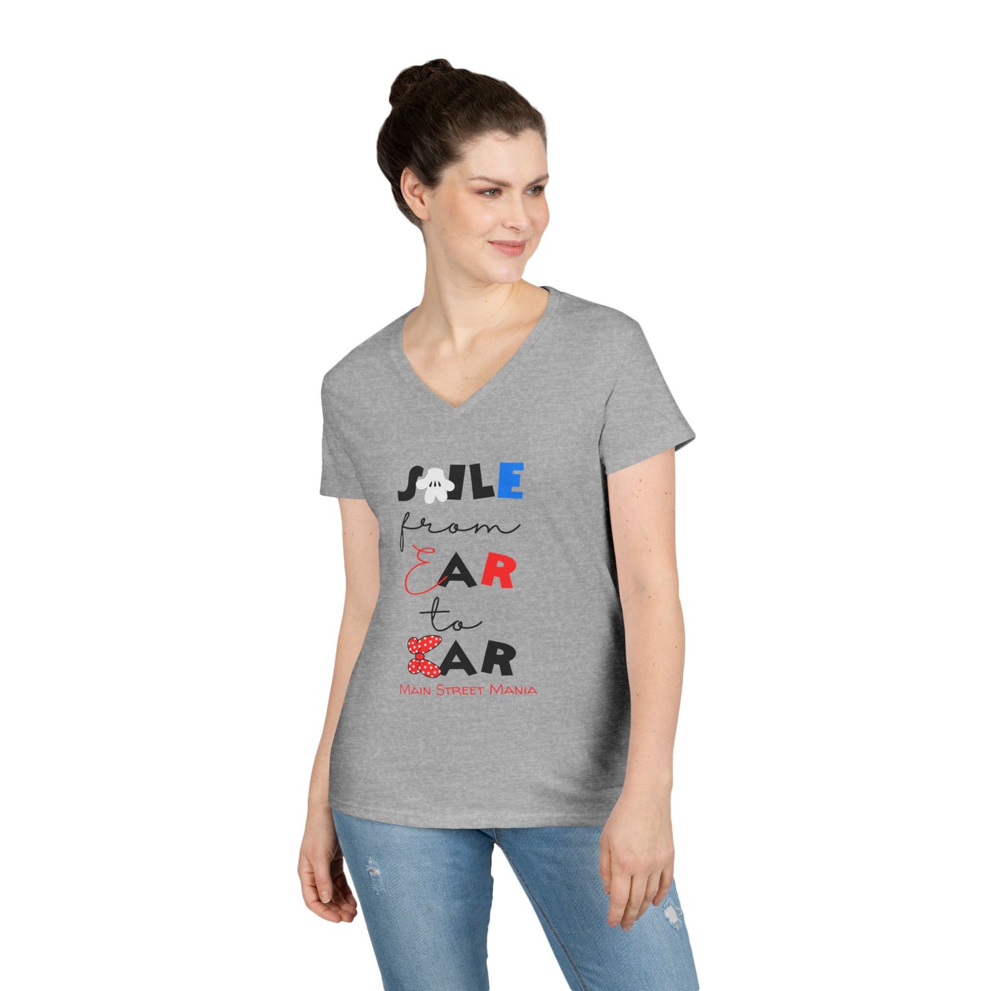 Smile From Ear to Ear V-Neck T-Shirt - Mickey and Minnie Disneyland Inspired