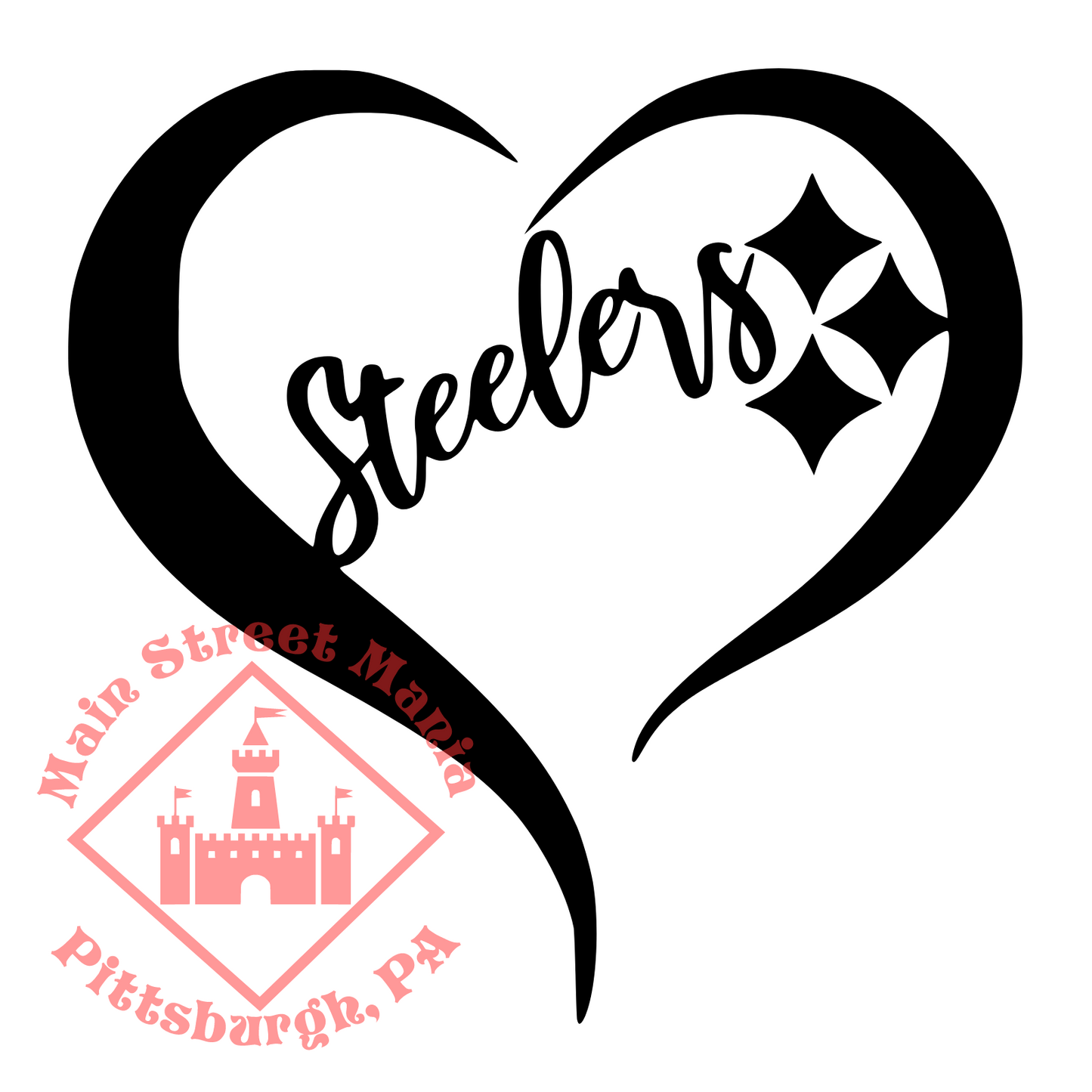 Steelers Heart Sticker Decal