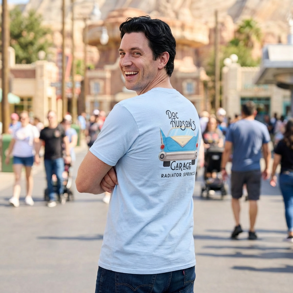 Vintage Car Garage T-Shirt — "Doc Hudson's Garage Radiator Springs" Retro Auto Tee