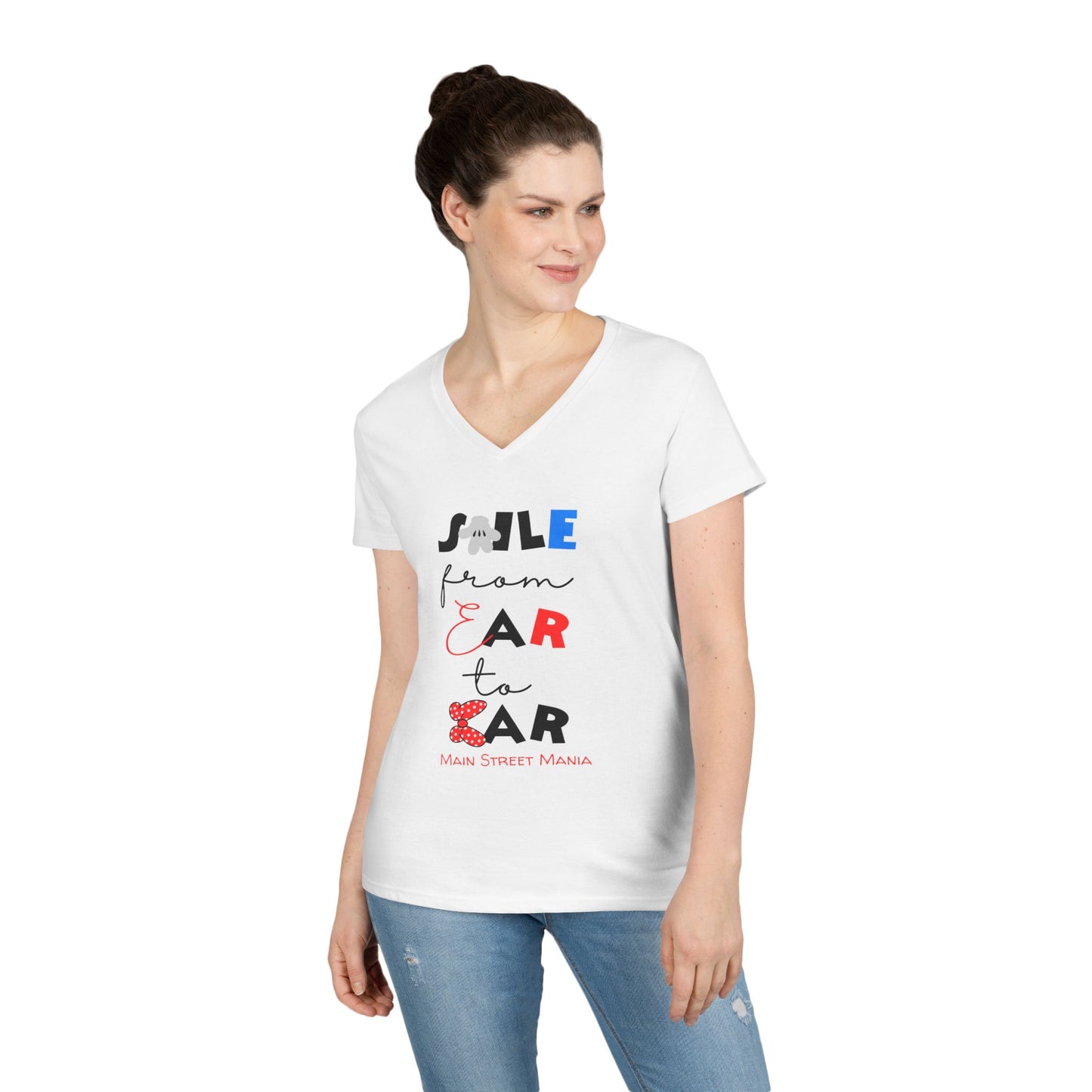 Smile From Ear to Ear V-Neck T-Shirt - Mickey and Minnie Disneyland Inspired