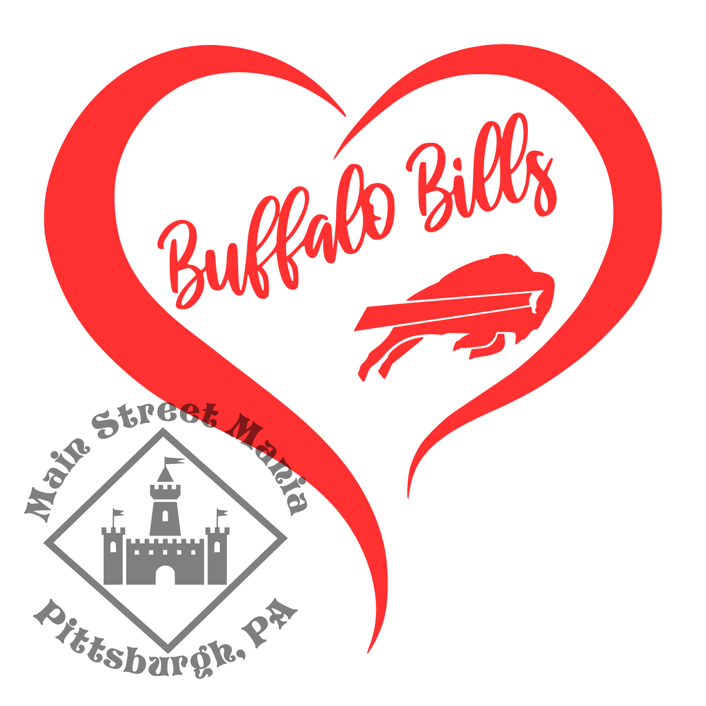 Buffalo Bills Heart Sticker Decal