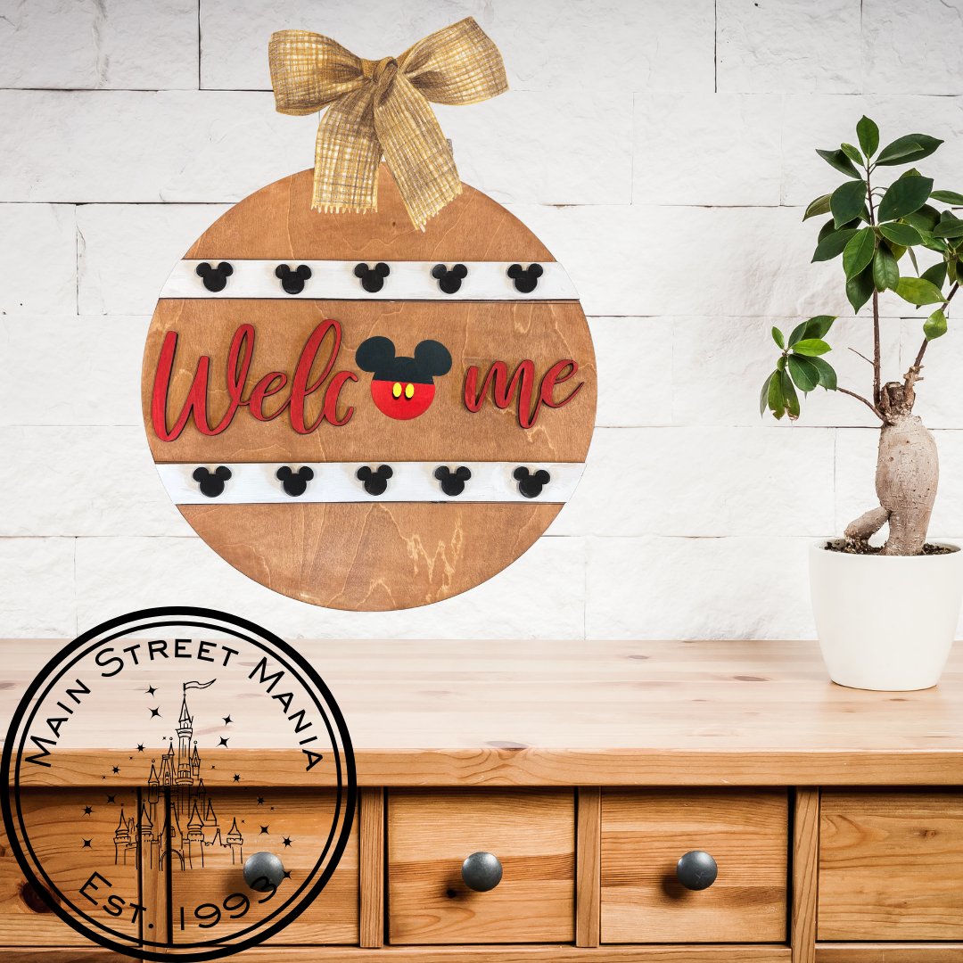 Welcome Mickey Ears Interchangeable Sign Base Round