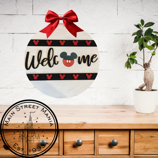 Welcome Mickey Ears Interchangeable Sign Base Round