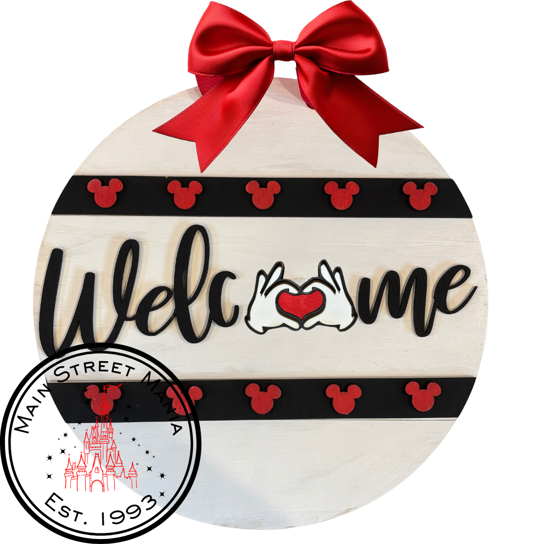 Welcome Mickey Ears Interchangeable Sign Base Round