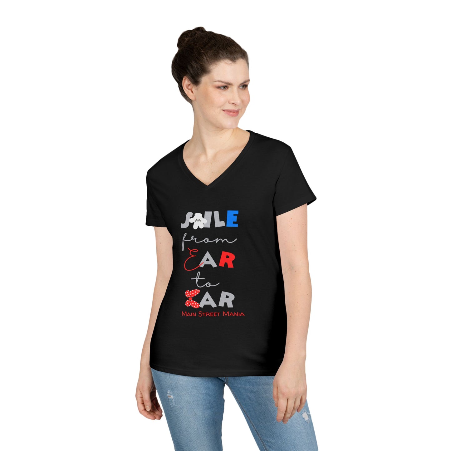 Smile From Ear to Ear V-Neck T-Shirt - Mickey and Minnie Disneyland Inspired