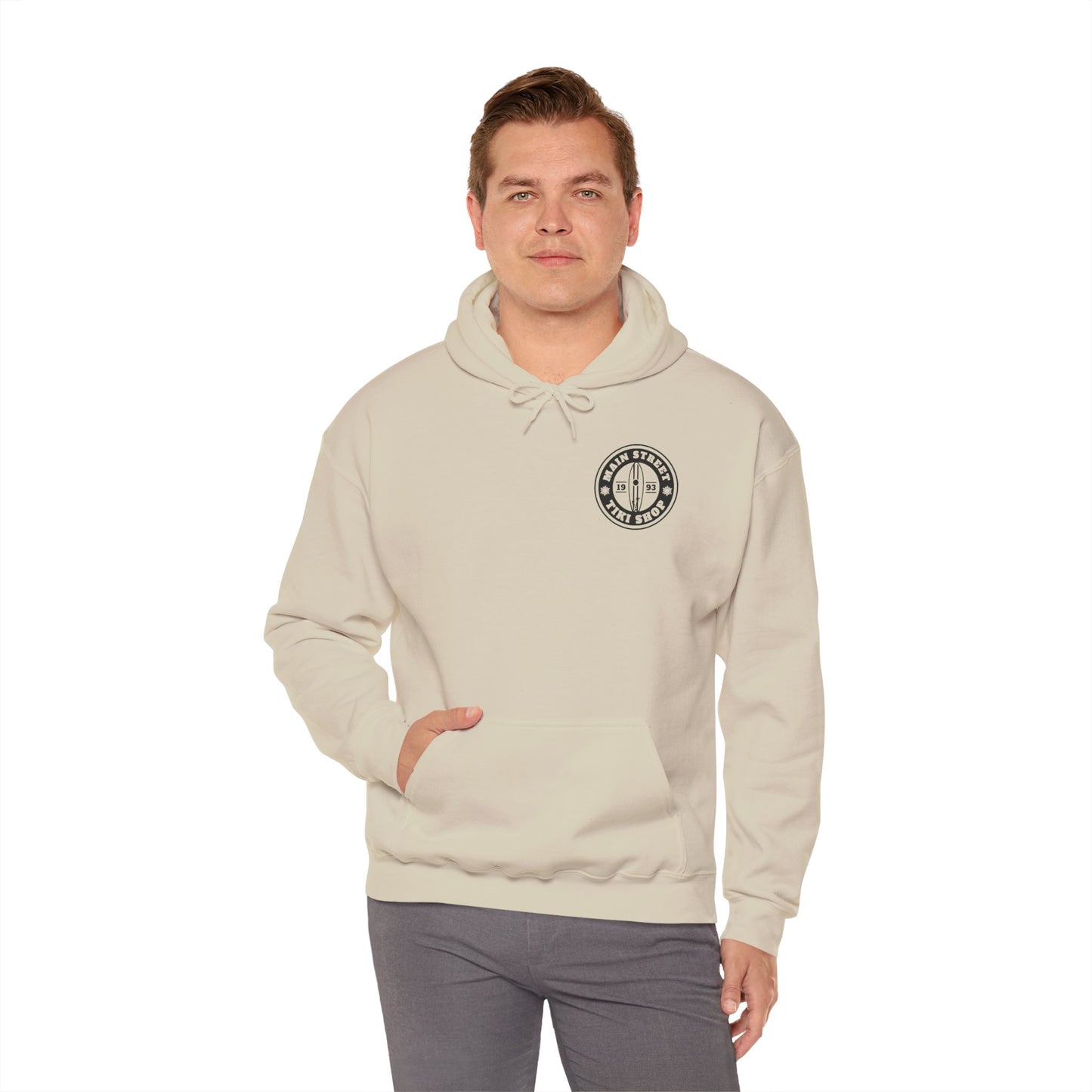 Tiki Shop Hoodie — Main Street Tiki Shop Logo Pullover (Since 1993)